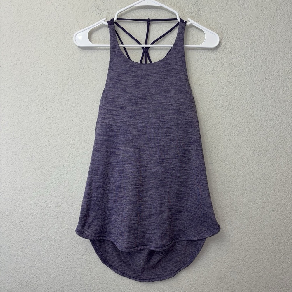 Lululemon Raise The Barre Tank Top W/ Sports Bra Heathered Viola Women's Size 8